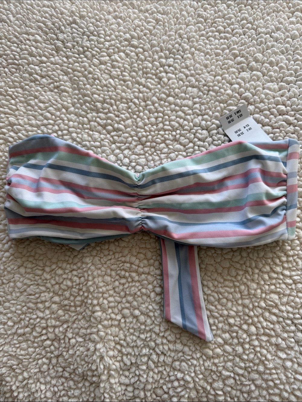 Hollister Reversible Striped Bandeau Bikini Top Pastel Multi Stripe Size S NWT